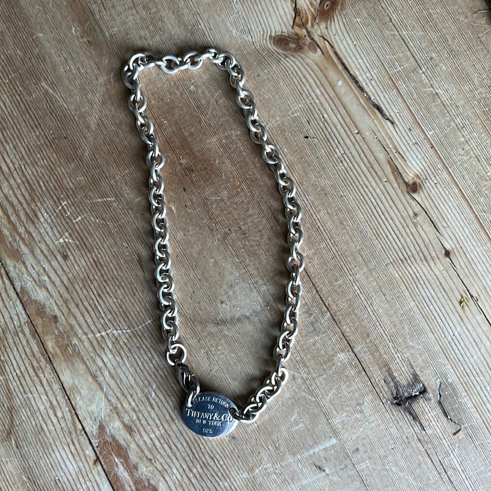 Tiffany & Co. Return To Tiffany Oval Tag Choker Necklace Sterling Silver